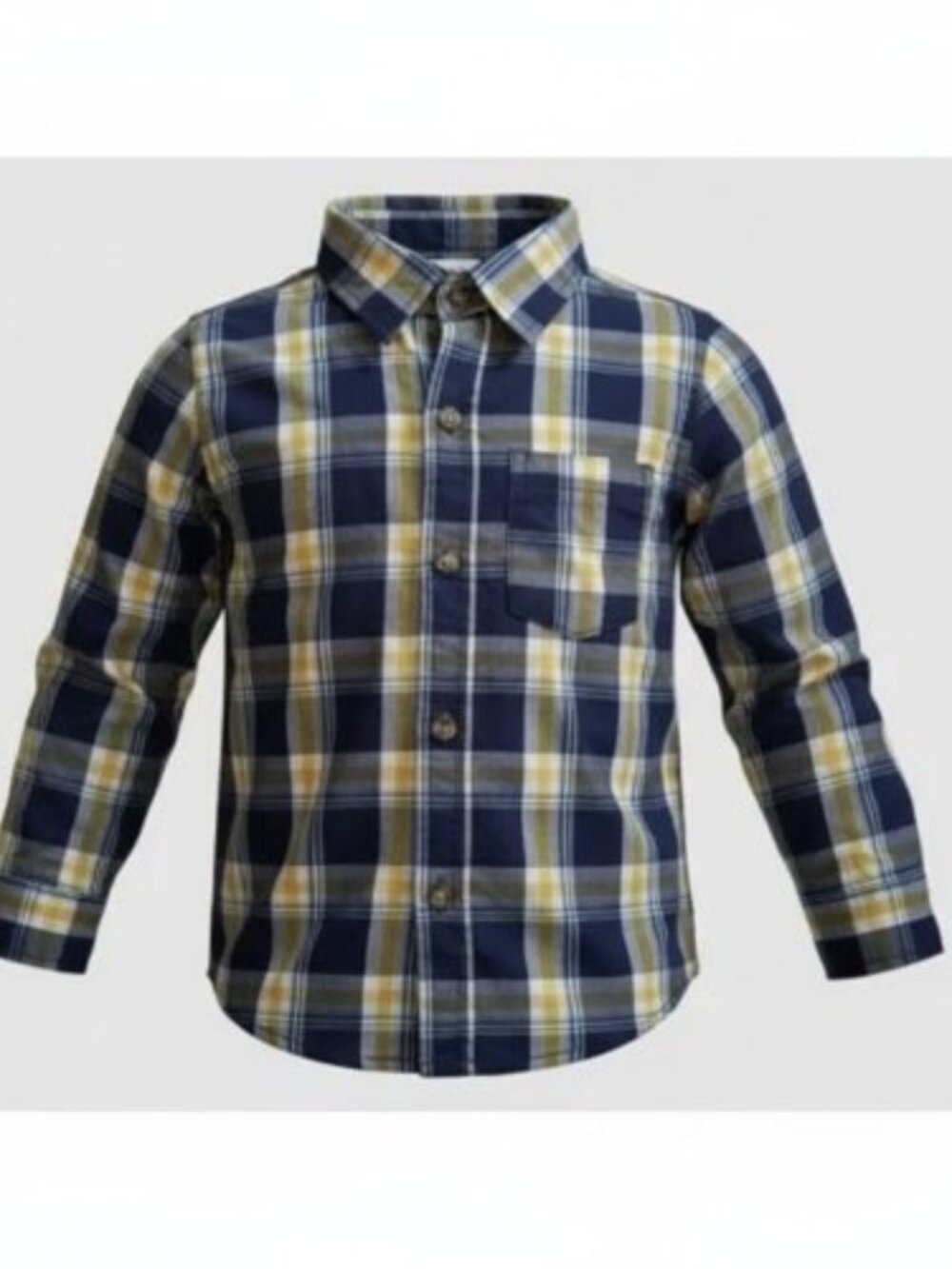 NWT Navy Plaid NANNETTE KIDS Button Front Long Sleeved Shirt Boys Size 4